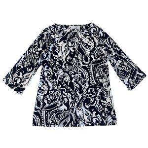 Chico’s Travelers Paisley Slinky Knit Top Blouse Sz M